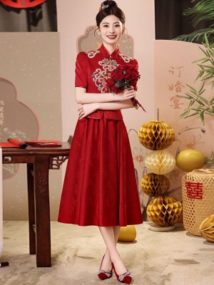 2 Pieces Modern Wedding Bridal Top & Midi Skirt Xiuhe