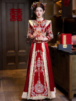 2026 Red Beads Appliques Wedding Bridal Qun Kwa XiuHe