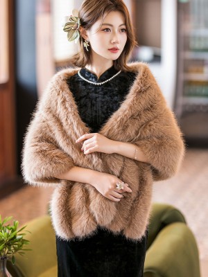 Women Wedding Party Faux Fur Shawl Wrap