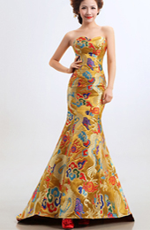 Yellow Fishtail Cheongsam / Qipao / Chinese Wedding / Evening Dress