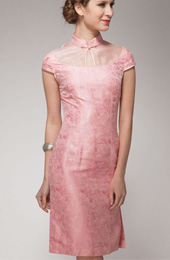 Pink Short Silk Qipao / Cheongsam Dress