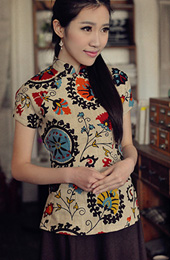 Floral Mandarin Collars Qipao / Cheongsam Shirt