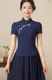 Embroidered Mandarin Collar Qipao / Cheongsam Top