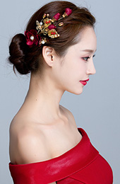 2 Pieces Wine Red Silk Hair Flower Clip