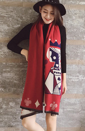 3 Color Option, Poker Pattern Wrap Scarf