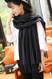 4 Color Options, Cozy Tassel Striped Scarf