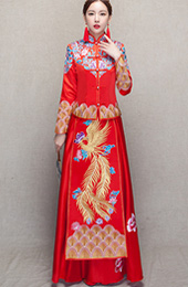 Clearance 2 Piece Floral Phoenix Embroidery Bridal Qun Kwa