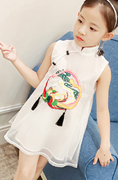 Girl's Embroidered Cheongsam / Qipao Dress