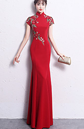 Floor Length Mermaid Embroidered Qipao /Cheongsam Wedding Dress