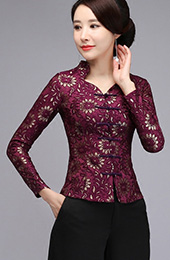 Floral V-neck Qipao / Cheongsam Top Jacket