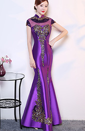 Illusion Sequined Mermaid Qipao / Cheongsam Wedding Dress