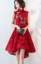 Modern Qipao Red Cheongsam Dress Modern Chinese Wedding Dress