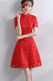 A-Line Short Lace Qipao / Cheongsam Evening Dress