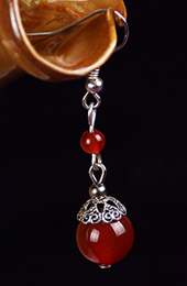 Silver Red Agate Drop Earrings, Clip On Non Pierced Dangle Earrings