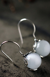 Waterdrop Dangle Earrings, White Chalcedony Earrings