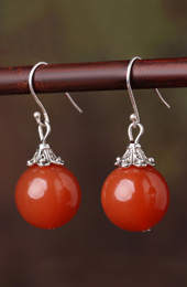 Red Agate Dangle Drop Earrings, Non Pierced Earrings