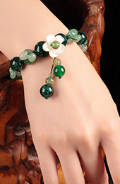 Green Azure Stone Jade String Bracelets, Handmade Bracelet