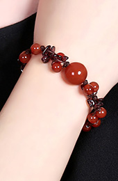 Red Agate Garnet Beads Bracelets, Handmade Chinese Knot Bracelet
