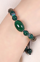 Green Agate Beads Bracelets, Handmade String Knot Bracelet