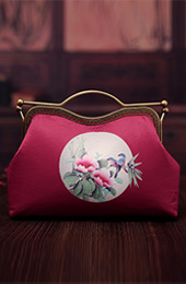 Red Printing Chain Strap Top Handle Clutch Bag