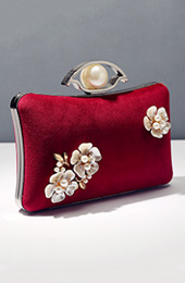 Red Velvet Chain Clutch Wallet Bag