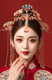 Chinese Traditional Dangling Bridal Hair Clips & Earrings