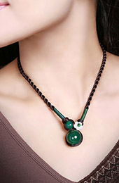 Green Agate Beads Handmade String Necklaces