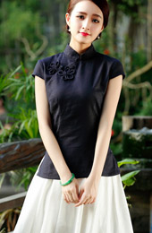 Linen Short Sleeve Chinese Qipao / Cheongsam Shirt