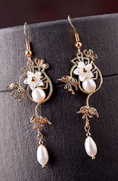 Pear Petals Drop Dangle Earrings Clip on Earrings