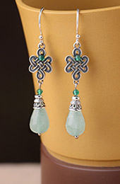 Silver Jade Drop Dangle Clip On Pierced Earrings