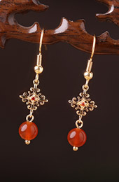 Red Agate Drop Dangle Clip On Pierced Earrings