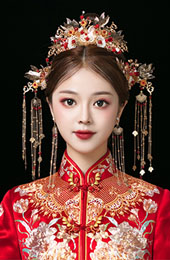 Traditional Dangling Chinese Bridal Hair Clips & Earrings