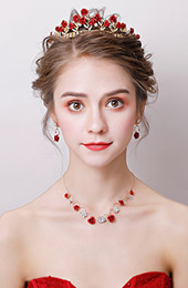 Rosette Crystal Bridal Hair Headband Crown & Earring