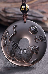 12 Zodiac Animals Obsidian Pendant Necklace Gift