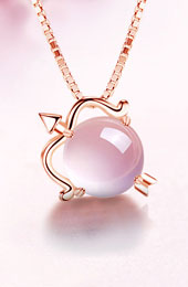 Silver Pink Crystal 12 Constellation Zodiac Pendant Necklace