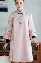 Pink Embroidered Women Chinese Tang Coat
