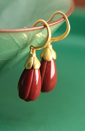 Oriental Red Agate Drop Dangle Earrings