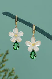 Petals Green Crystal Drop Dangle Earrings