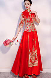 Sequined Embroidered Floral Wedding Qun Kwa