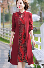 Red Bridal Mother's Winter Cheongsam Qi Pao Dress