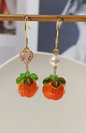 Glaze Persimmon Silver Drop Dangle Earrings