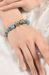 Blue Crystal Cloisonne Bracelets, Handmade String Bracelet
