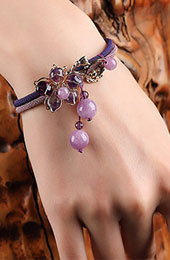Purple Crystal Bracelets, Handmade String Knot Bracelet