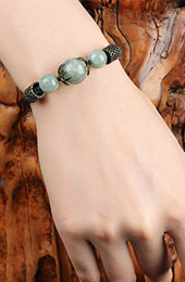 Green Jade Bracelets, Handmade String Knot Bracelet