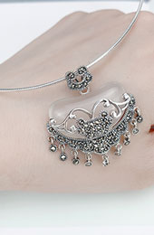 Silver Crystal Longeval Lock Pendant Necklace Birthday Christmas Gift