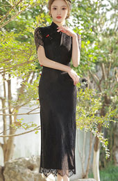 2022 Black Lace Modern Qipao / Cheongsam Dress