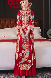 2022 Embroidered Phoenix Wedding Qun Kwa with Full Maxi Skirt