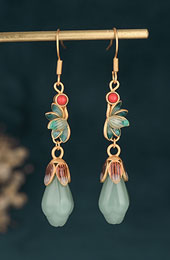 Magnolia Green Jade Drop Dangle Earrings