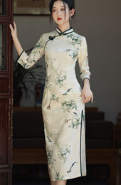 2022 Winter Floral Print Cheongsam / Qipao Dress