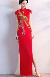 Phoenix Appliques Maxi Qipao / Cheongsam Dress